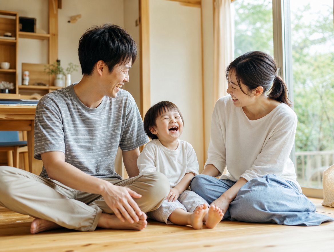 リビングでくつろぐ家族