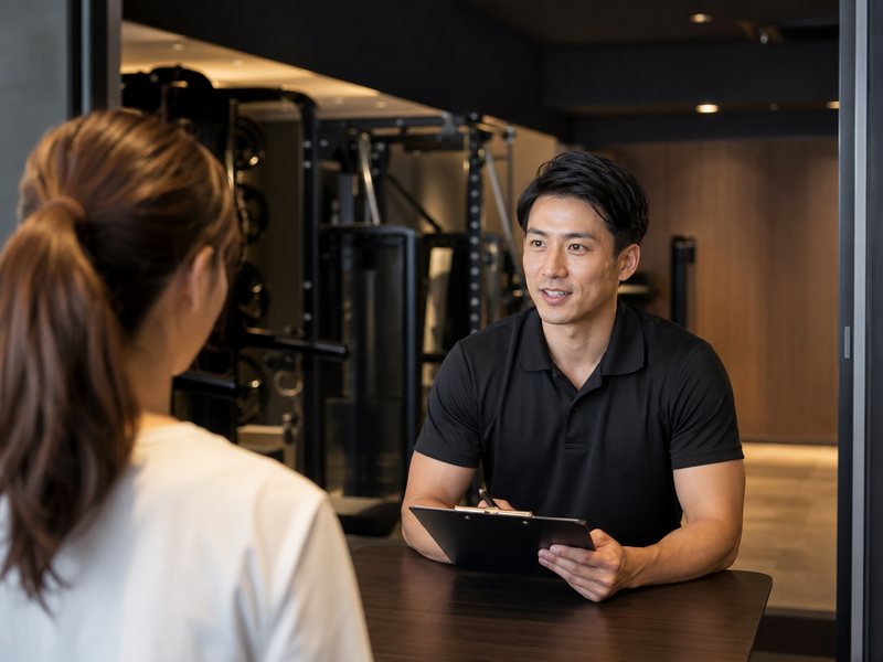 トレーナーがカウンセリングをしている様子