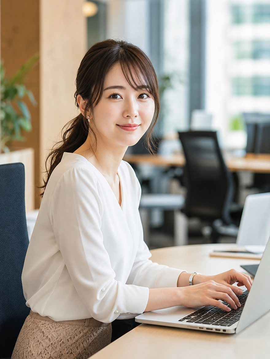 日中オフィスで過ごす女性
